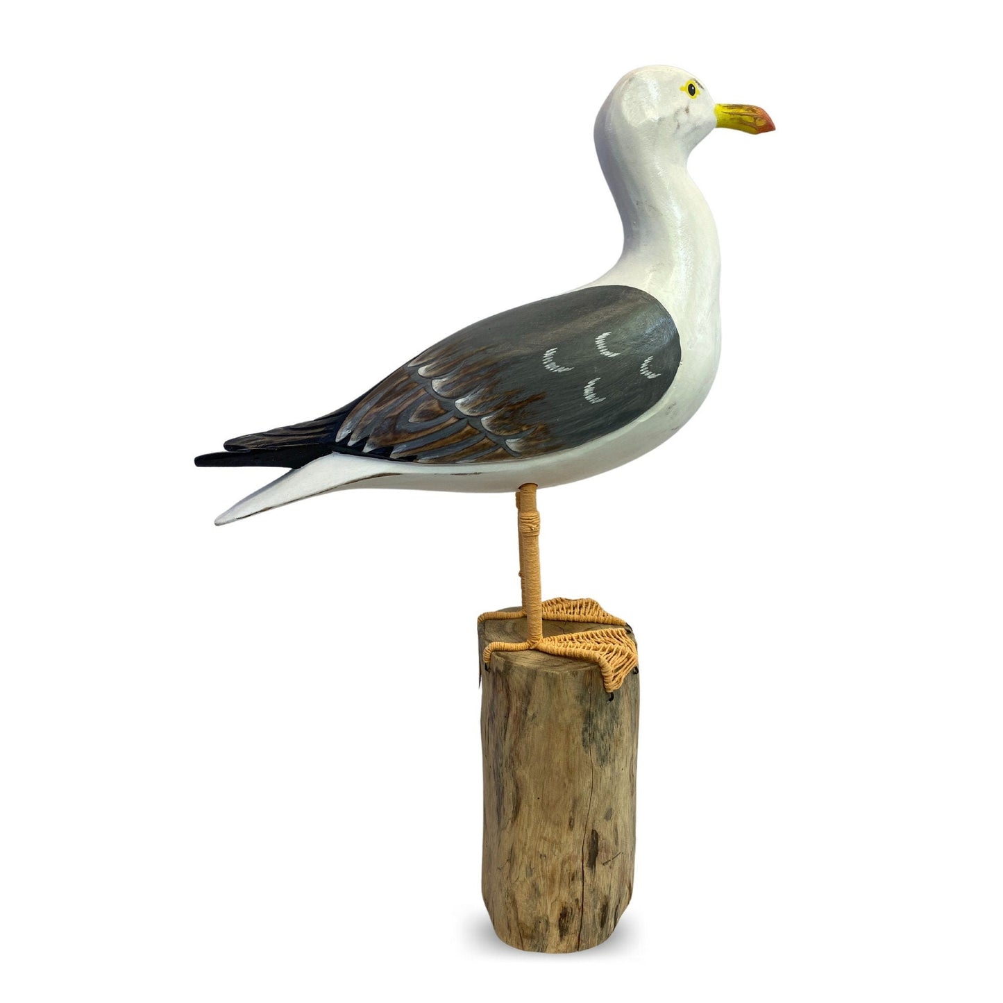 Seagull Herring Gull Hand Carved Wood Wildlife Sculpture, Bird Statue, Coastal Decor
