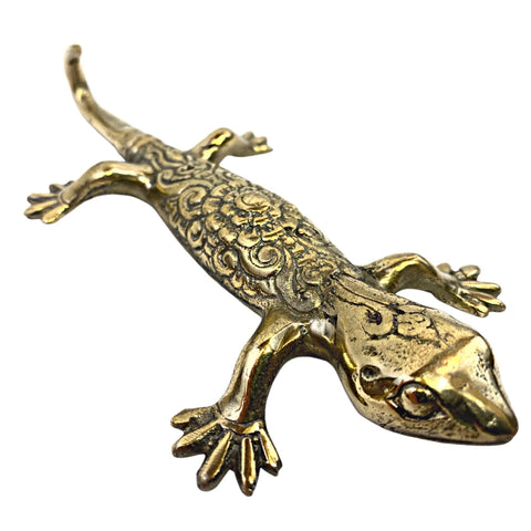 Gecko Wall Hook Lizard Embossed Lotus handmade solid brass coat hook gold  metal Home decor