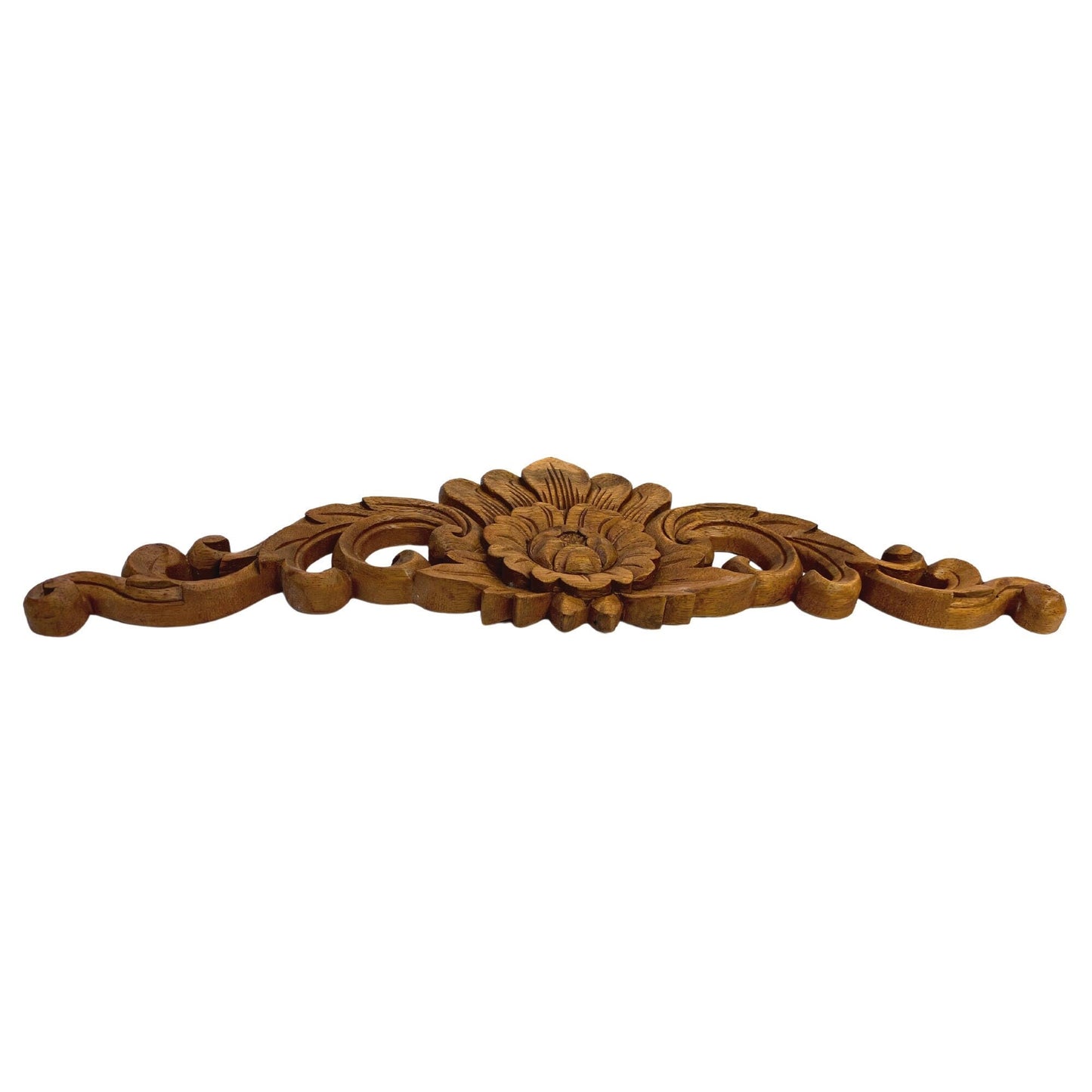 Balinese Decorative Lotus Relief Panel architectural detail Bali Wall art Scroll Hand Carved Wood Carving home decor