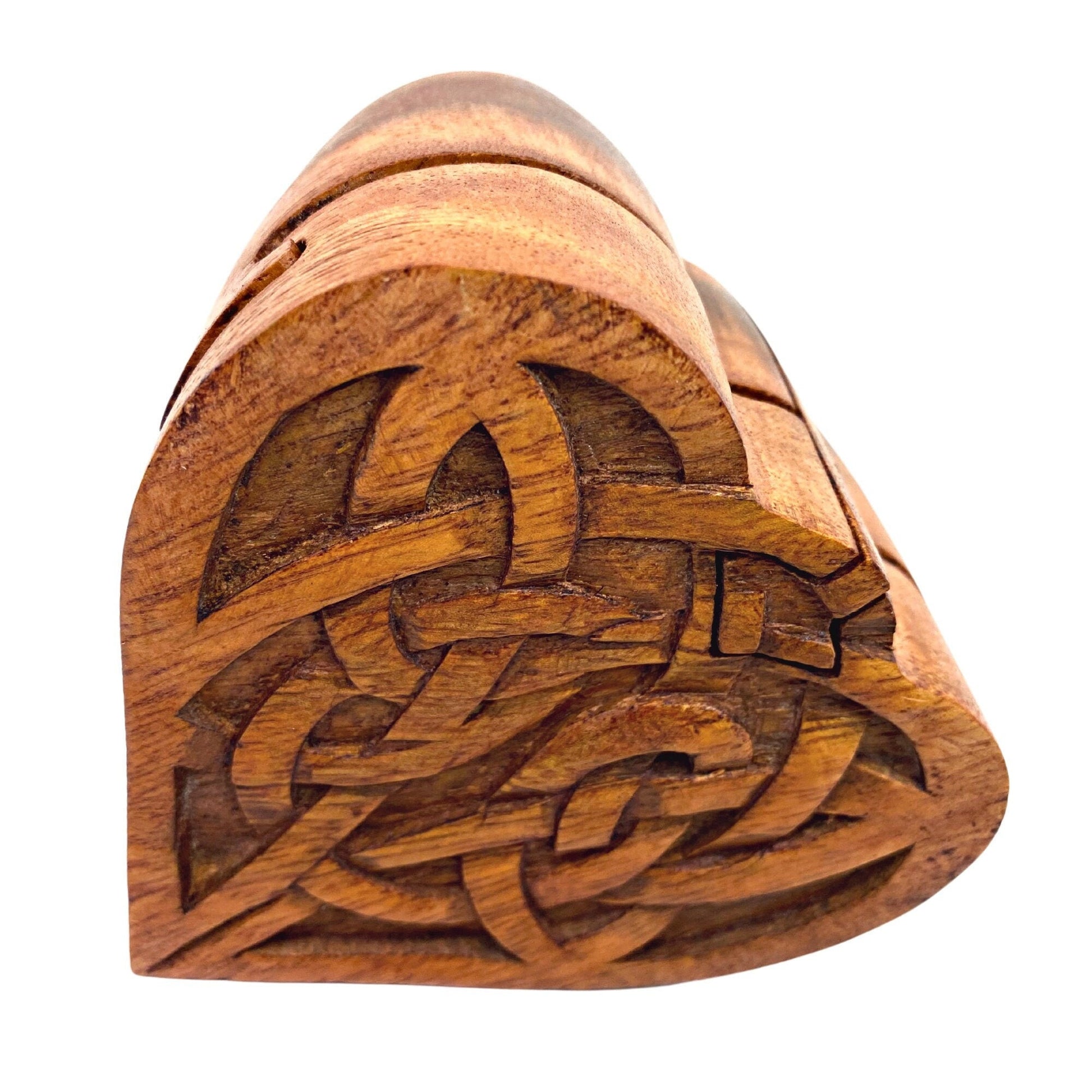 Heart Celtic Knot wicca Secret Puzzle Stash Box trinket box Jewelry gift Box Hand Carved Wood Carving - Acadia World Traders