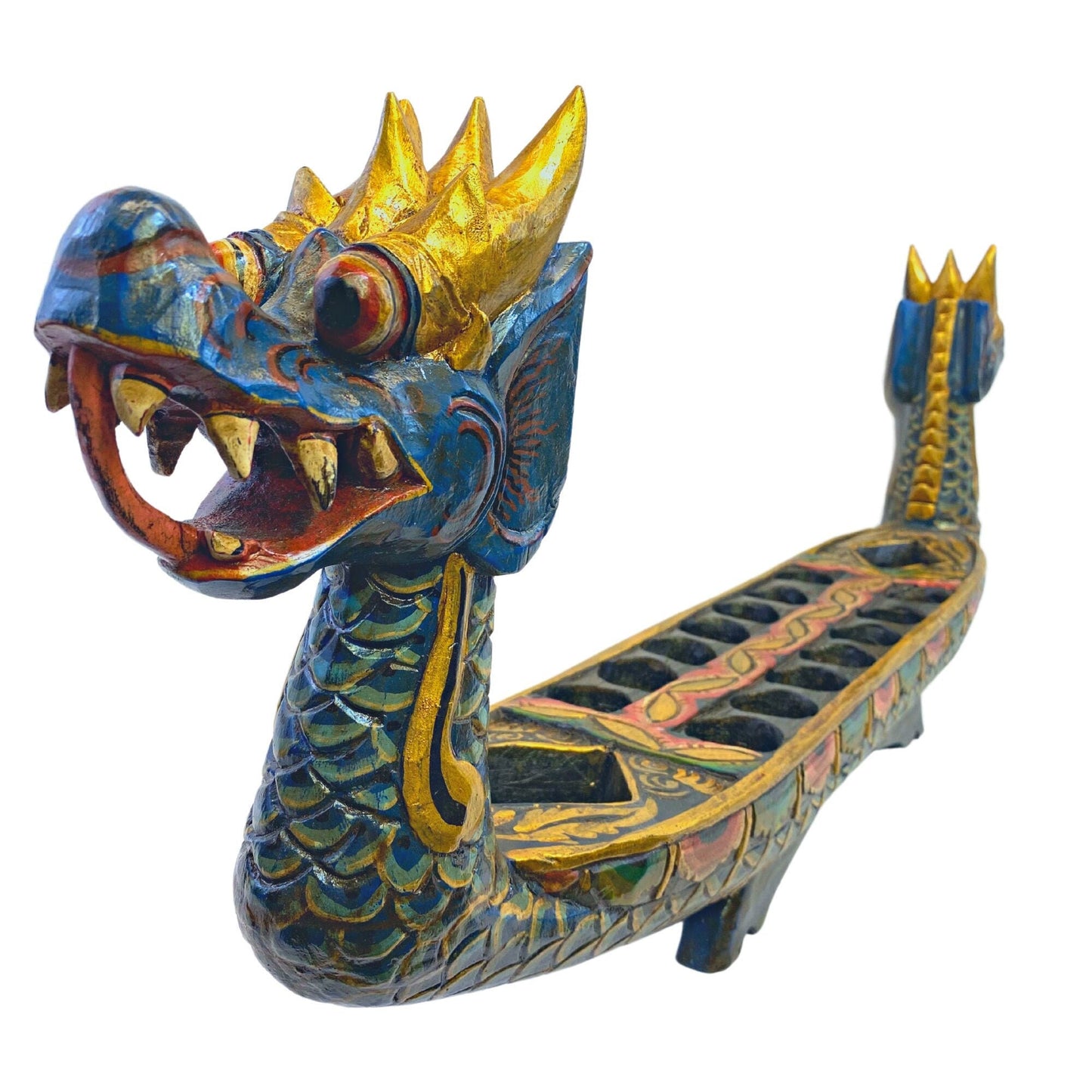 Dragon Naga Mancala Sculpture Wooden Board Game Tabletop Balinese Ethnic decor Hand Carved Wood Carving Indonesian Folk Art Statue