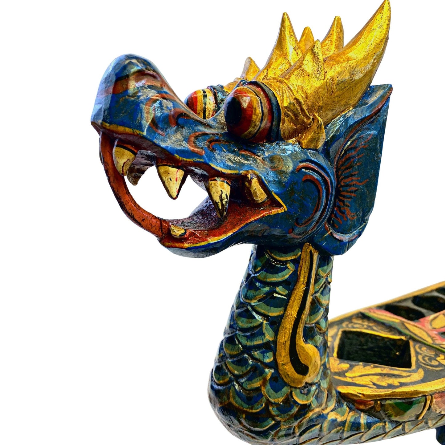 Dragon Naga Mancala Sculpture Wooden Board Game Tabletop Balinese Ethnic decor Hand Carved Wood Carving Indonesian Folk Art Statue