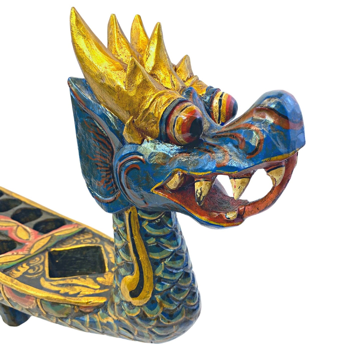 Dragon Naga Mancala Sculpture Wooden Board Game Tabletop Balinese Ethnic decor Hand Carved Wood Carving Indonesian Folk Art Statue