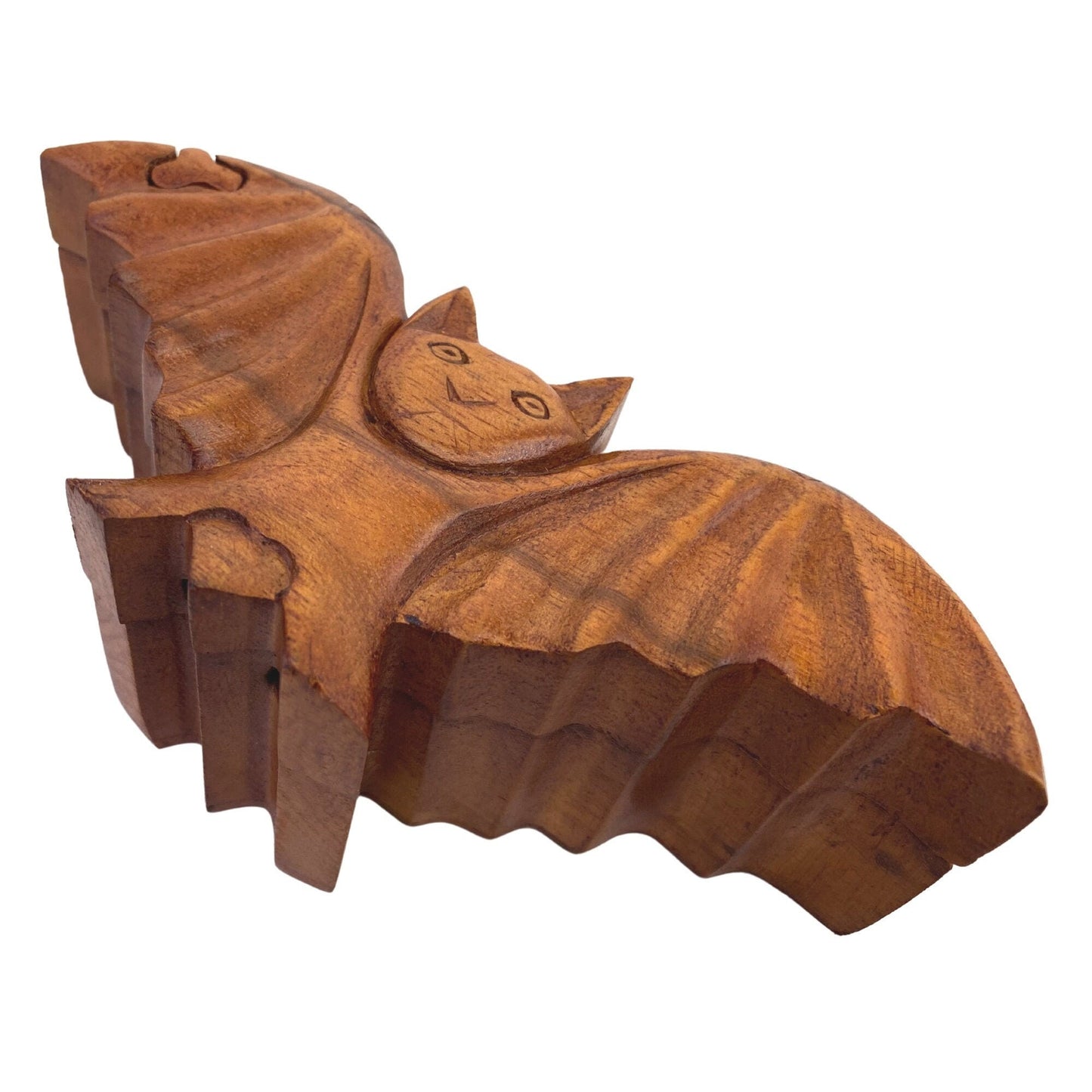 Bat Chiroptera Secret Puzzle Box Stash Box Jewelry Gift Box Hand Carved Wood Carving Bali Art Gothic style