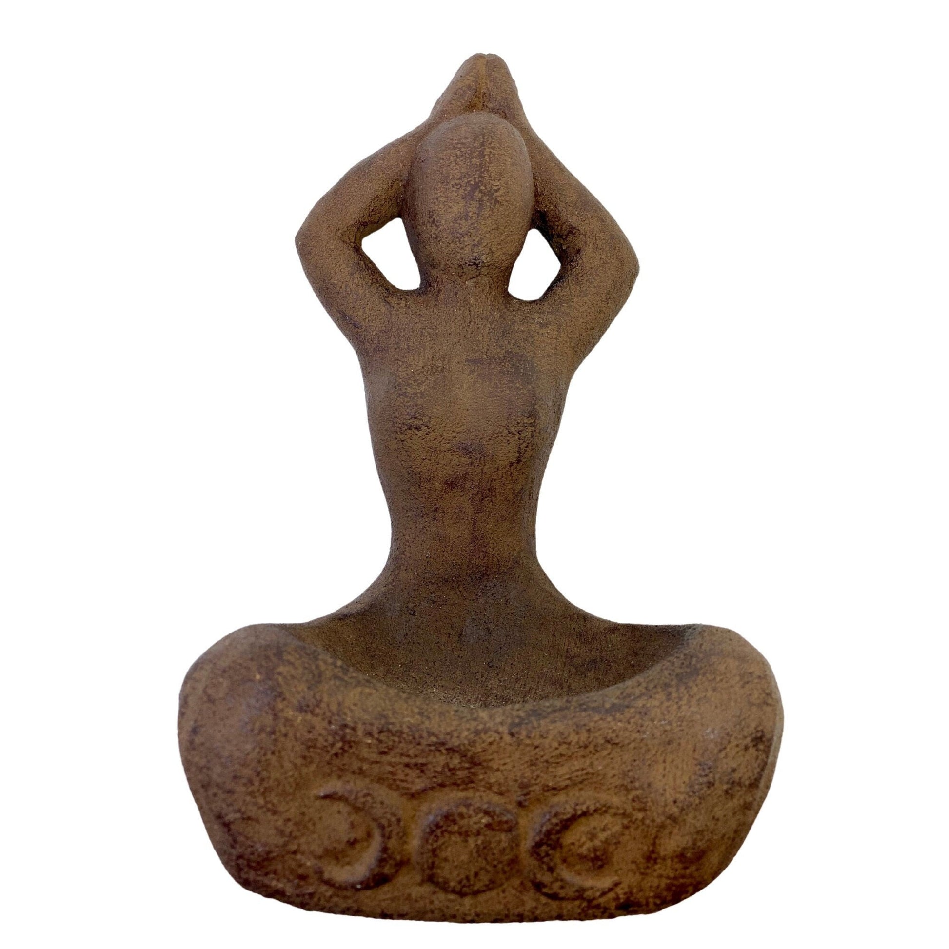 Gaia Goddess Garden Statue For Offerings Incense Smudge Dish Cast Lava Stone Bali Garden Art - Acadia World Traders