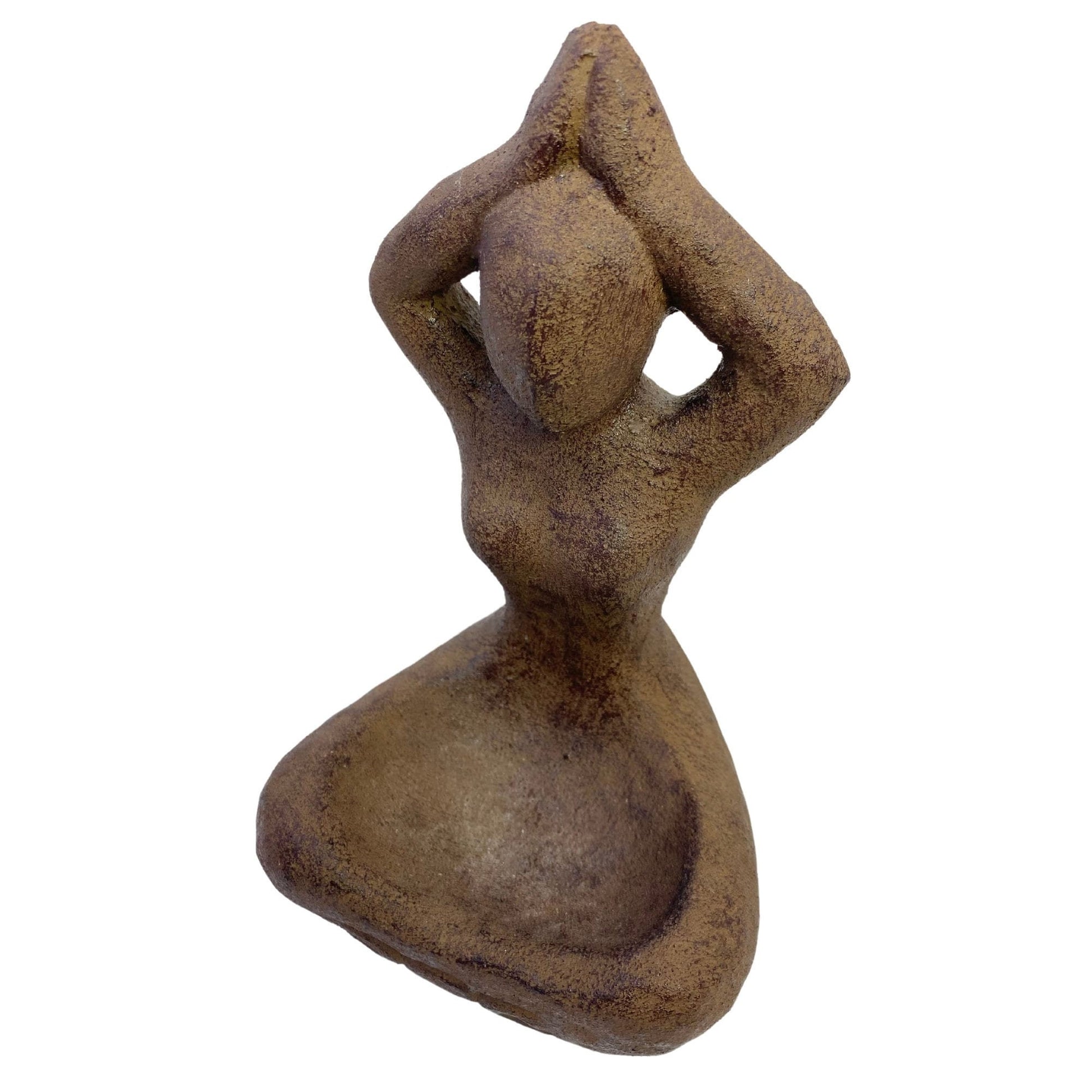 Gaia Goddess Garden Statue For Offerings Incense Smudge Dish Cast Lava Stone Bali Garden Art - Acadia World Traders