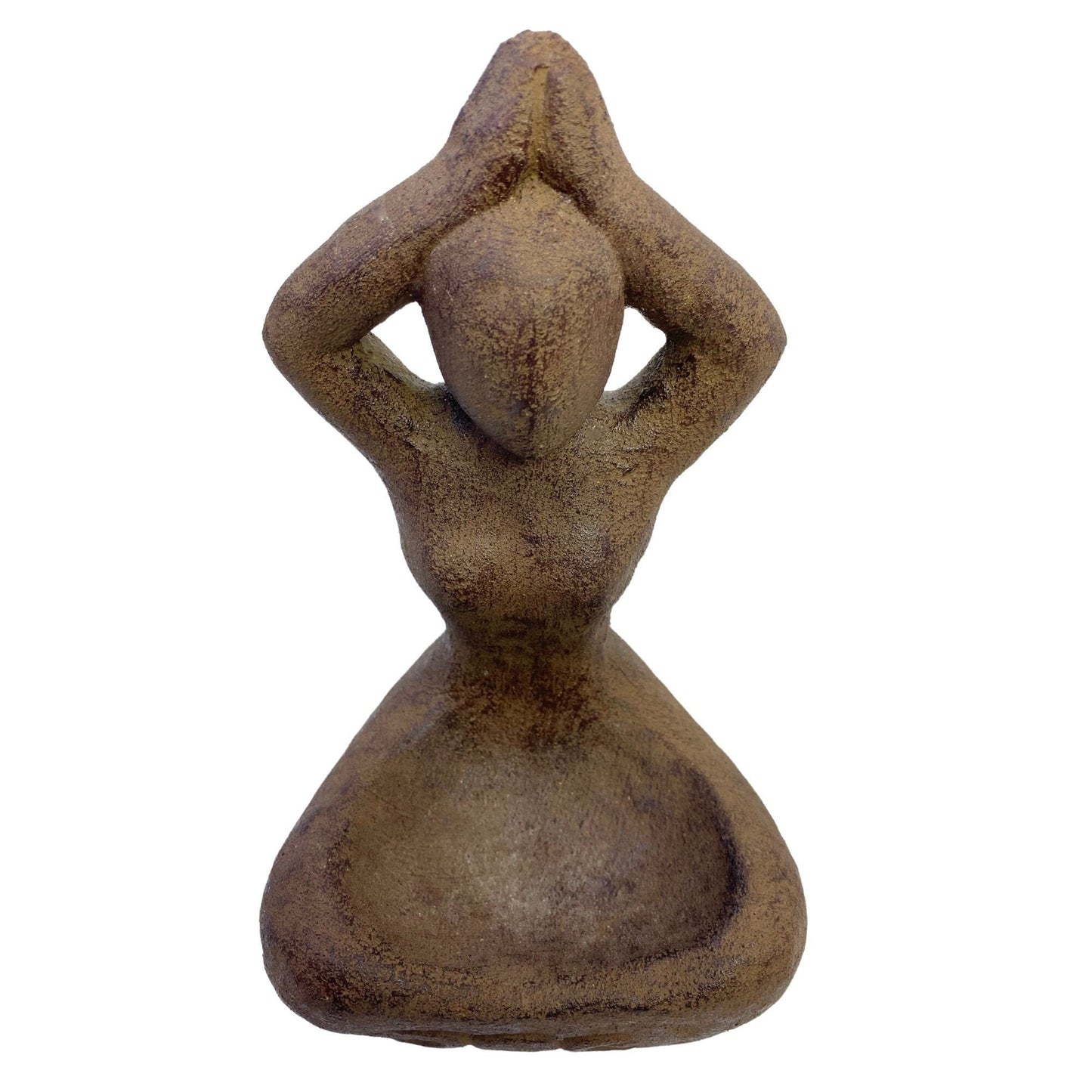 Gaia Goddess Garden Statue For Offerings Incense Smudge Dish Cast Lava Stone Bali Garden Art - Acadia World Traders