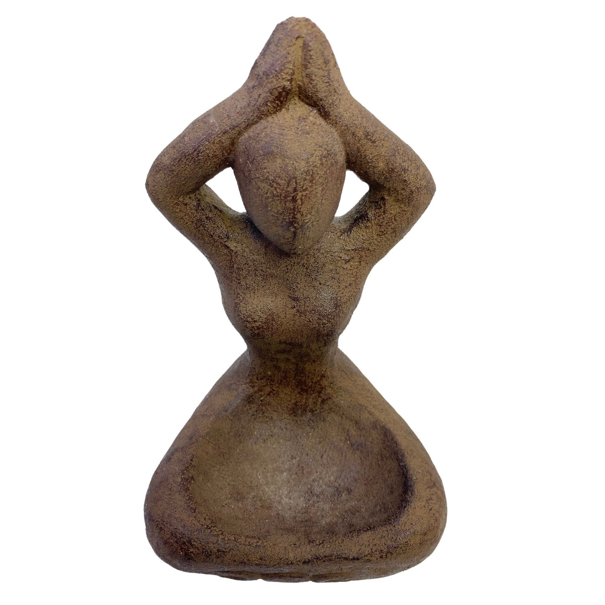 Gaia Goddess Garden Statue For Offerings Incense Smudge Dish Cast Lava Stone Bali Garden Art - Acadia World Traders