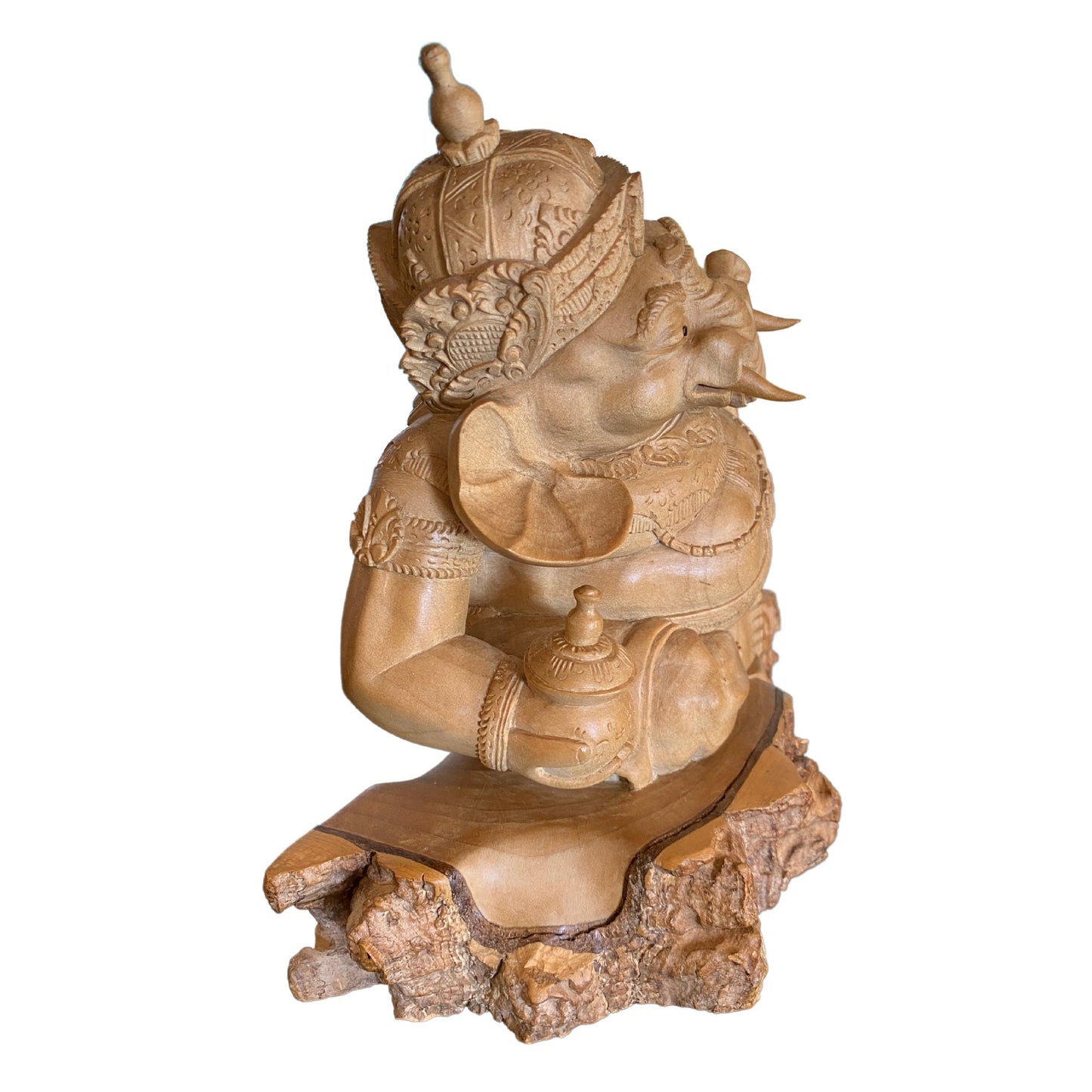 Ganapati Ganesha Statue Hindu Elephant God carved wood sculpture Bali Art