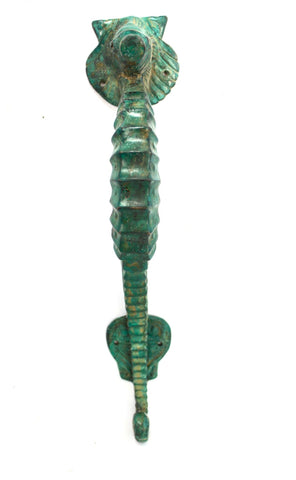 Nautical Seahorse Handle Door Pull Knob Cast Verdigris Genuine Bronze Bali Art