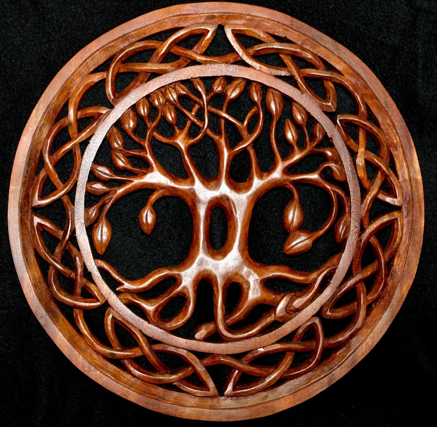 Celtic Knot Tree of Life Hand Carved Wood Wall Art Panel