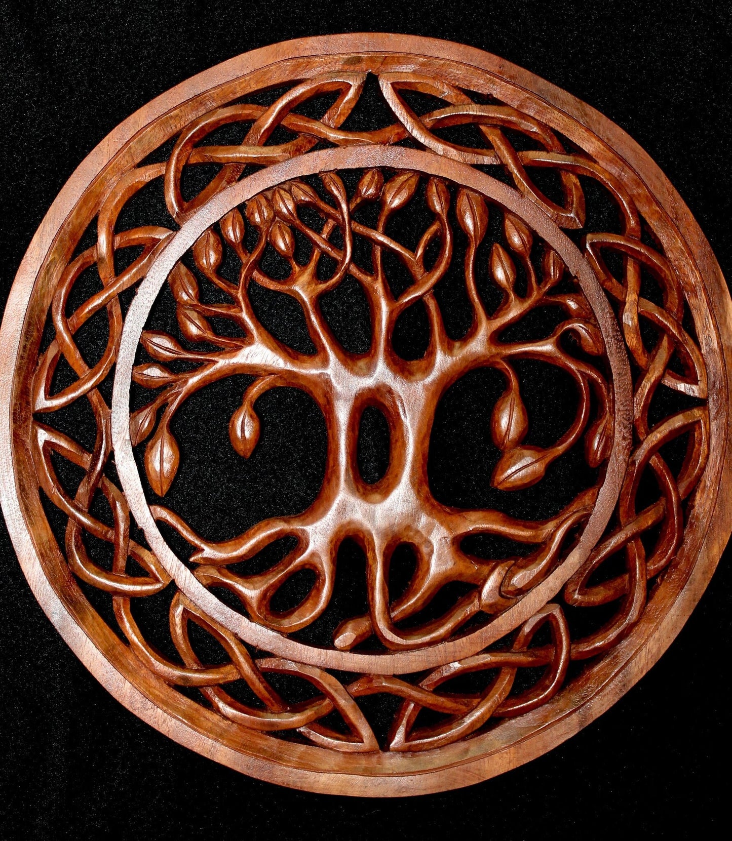 Celtic Knot Tree of Life Hand Carved Wood Wall Art Panel