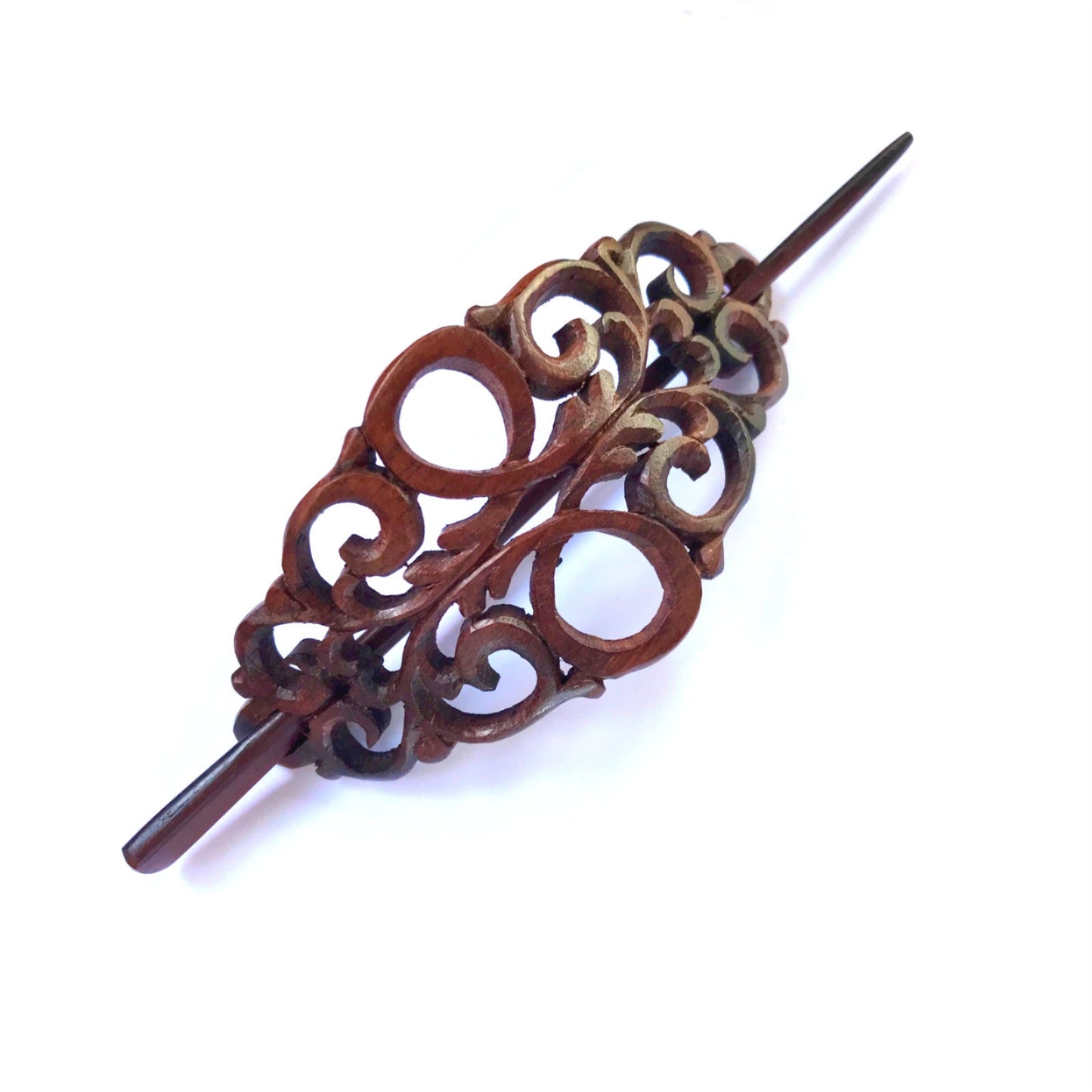 Wooden Hair Pick Stick Barrette Retro Hair-clip Bali Hand Carved Wood Jewelry