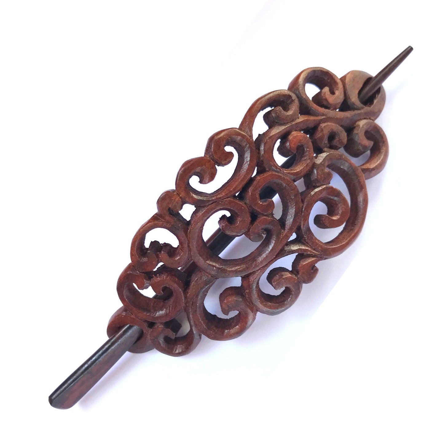 Wooden Hair Pick Stick Barrette Retro Hair-clip Bali Hand Carved Wood Jewelry