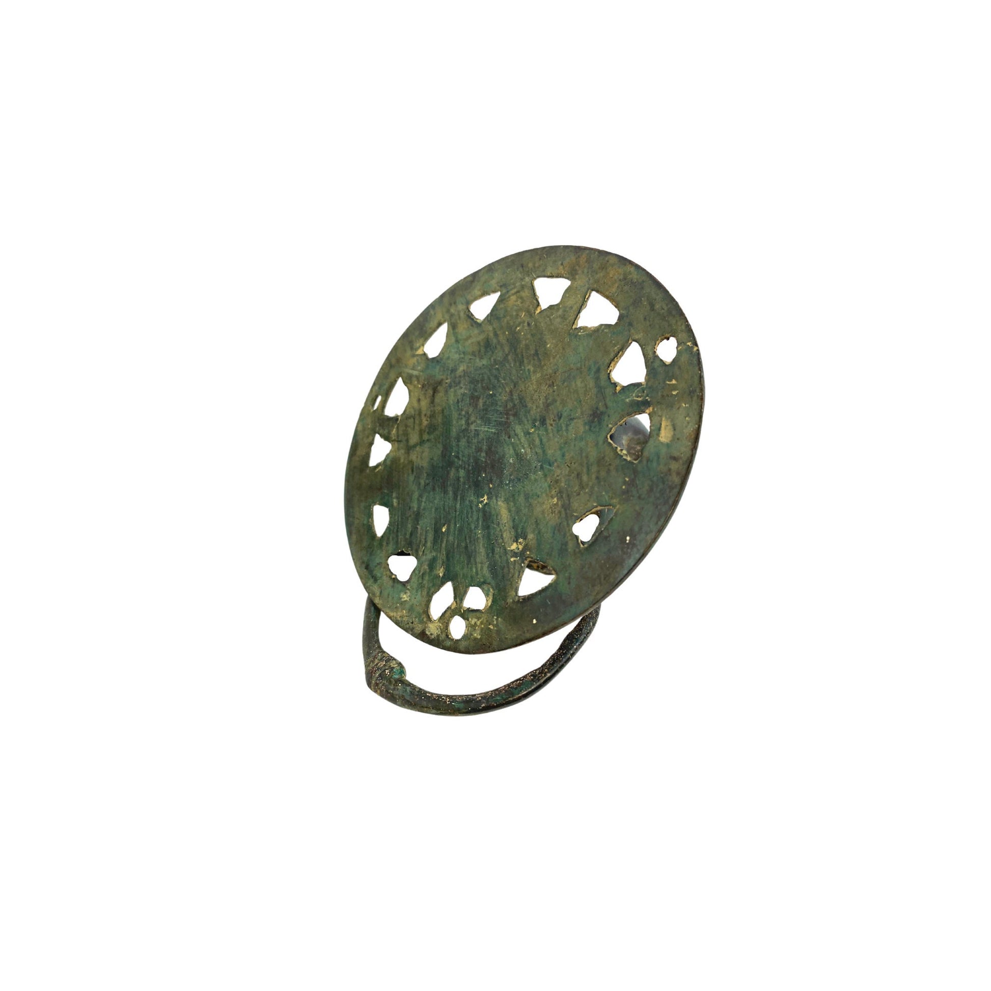 Cat Feline Door Knocker handle knob Cabinet Pull lost wax Cast Verdigris Green Bronze Metal Bali Art - Acadia World Traders