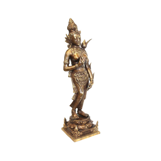 Dewi Tara Buddhist Goddess of Compassion Bodhisattva in Mahayana Buddhism Statue Lost wax cast Bronze Sculpture Handmade Bali Indonesia