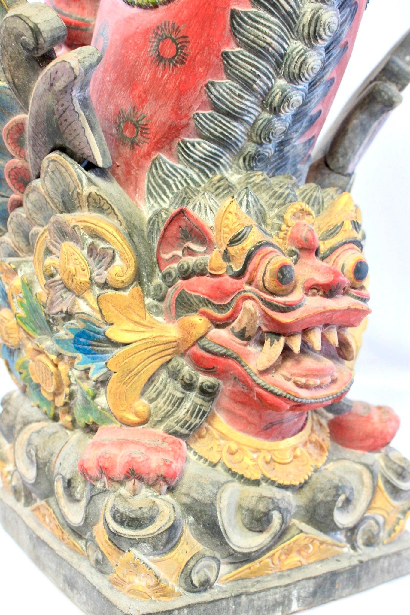 Balinese Singa Barong Winged Lion Spirit statue wood carving sculpture Bali Art - Acadia World Traders