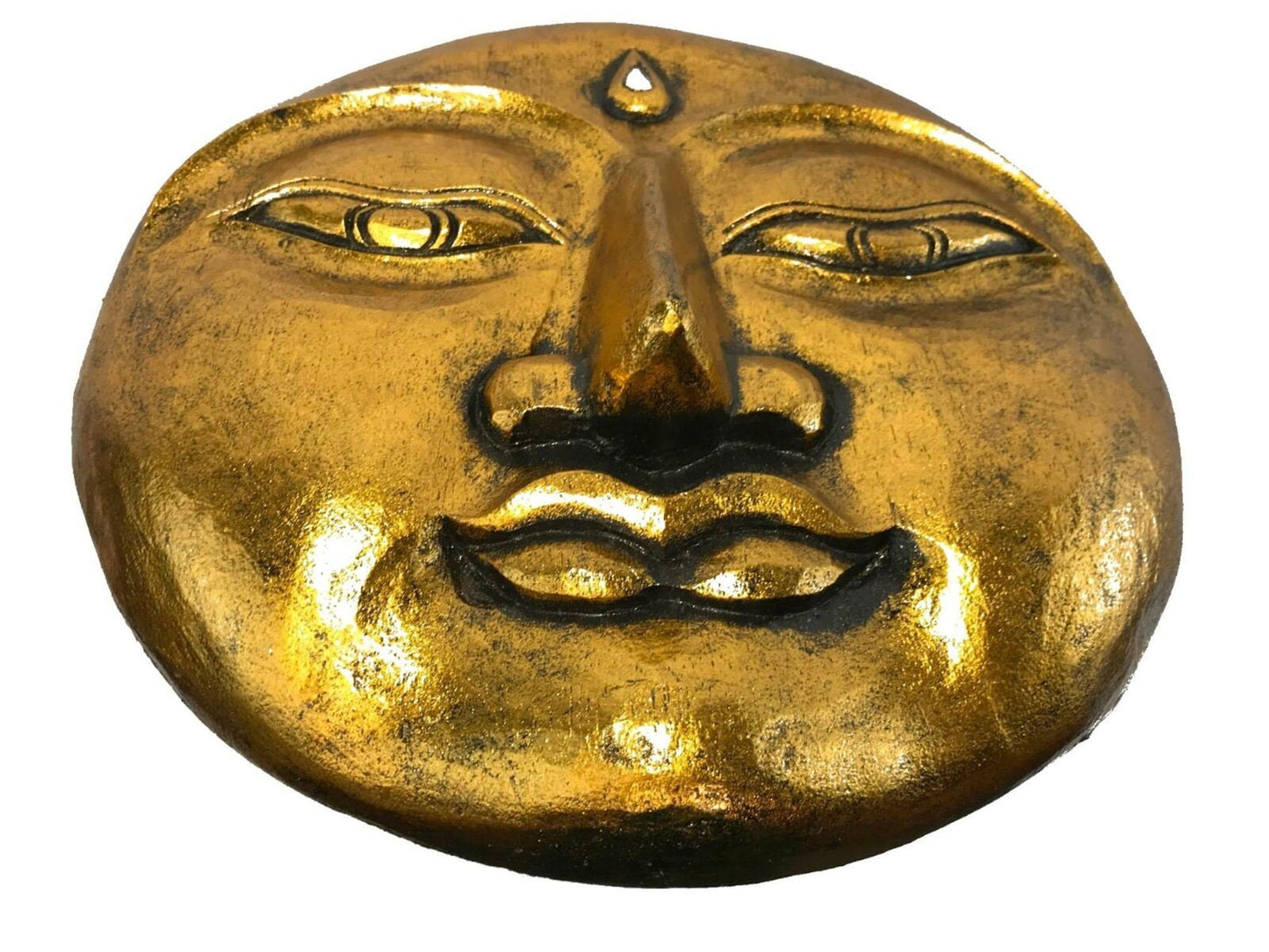 Golden Moon Wall Art Chandra Man in the Moon Bali Folk Art sculpture Hand Carved Wood Carving Wall Plaque Handmade Balinese  art