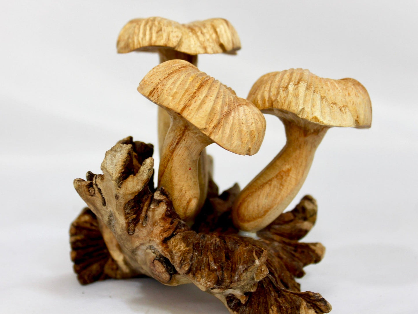 Hand Carved Parasite Wood Mushroom Sculpture: Balinese Folk Art Statue