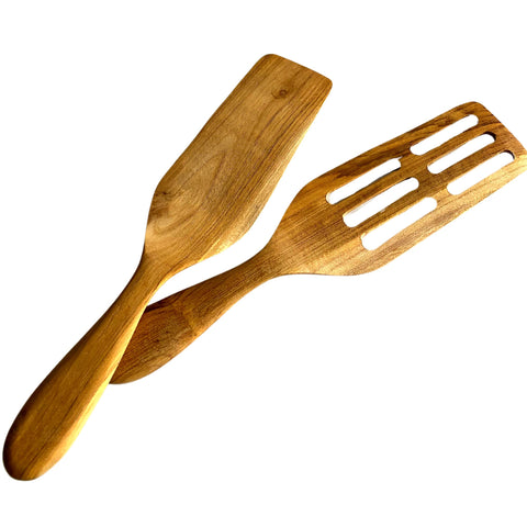 Teak Wood Spurtle Wooden Spoon Spatula Set of 2 Handcrafted Kitchen tool Utensil