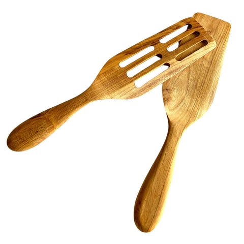 Teak Wood Spurtle Wooden Spoon Spatula Set of 2 Handcrafted Kitchen tool Utensil