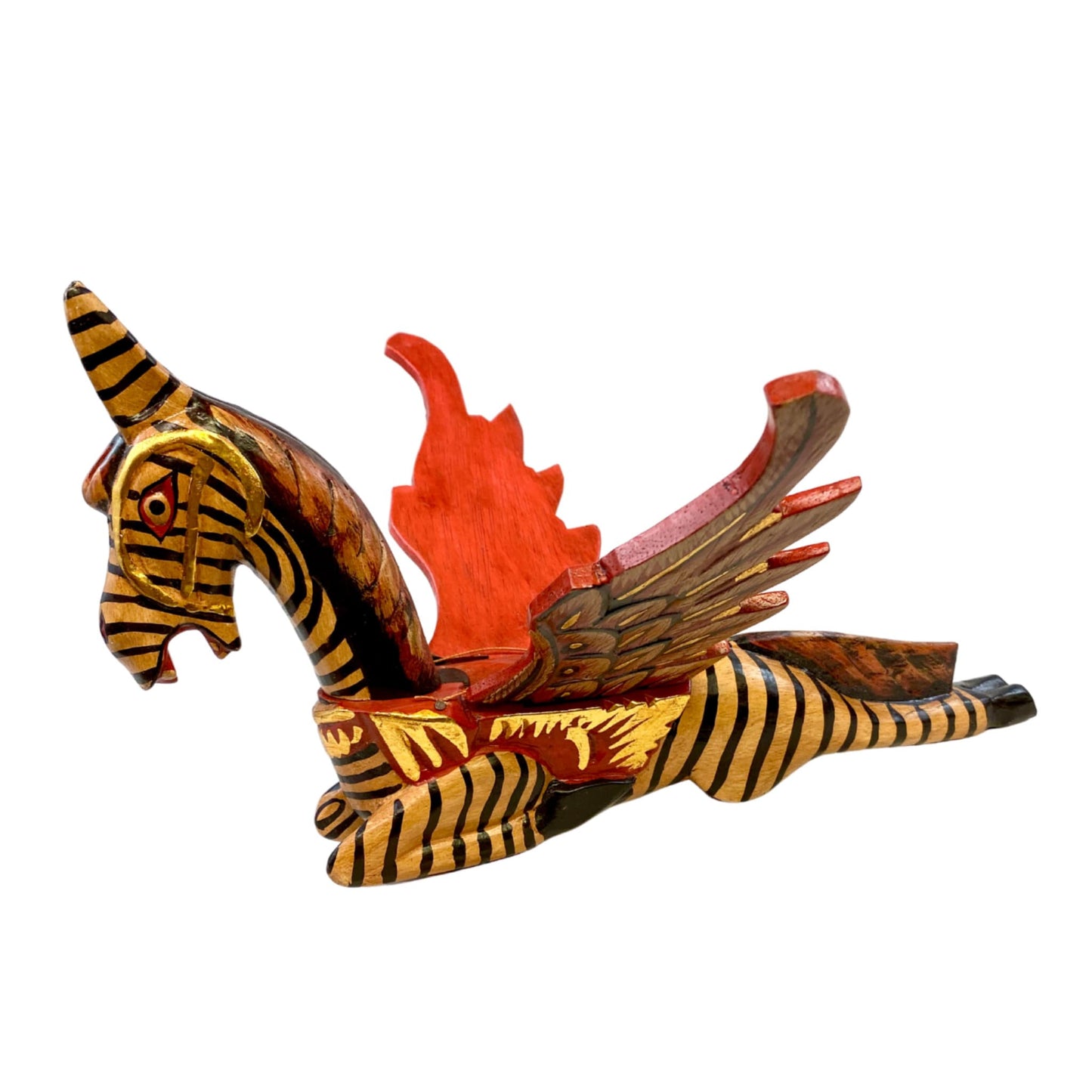 Winged Pegasus Zebra Horse hanging Mobile Demon Chaser Carved wood Bali Art
