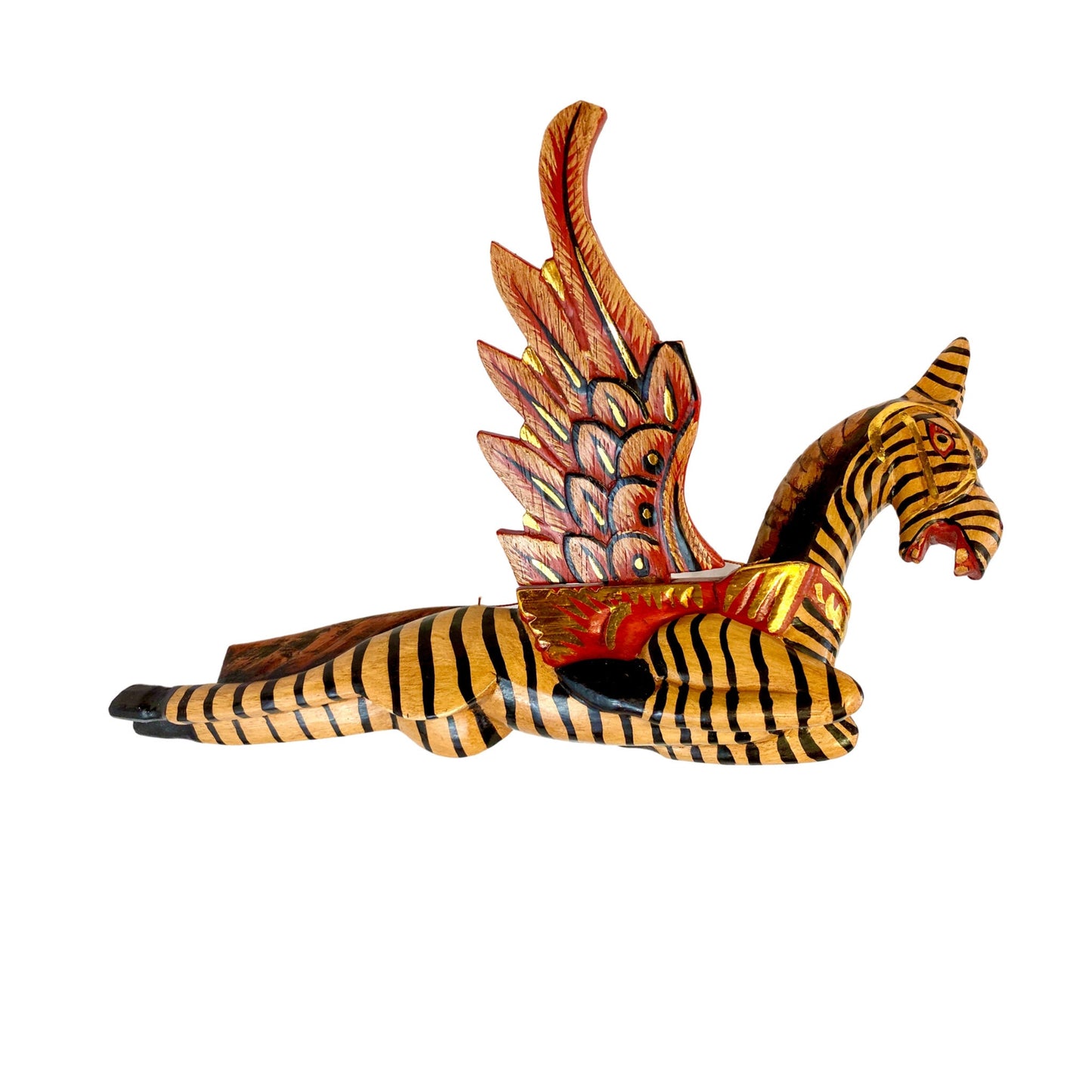 Winged Pegasus Zebra Horse hanging Mobile Demon Chaser Carved wood Bali Art