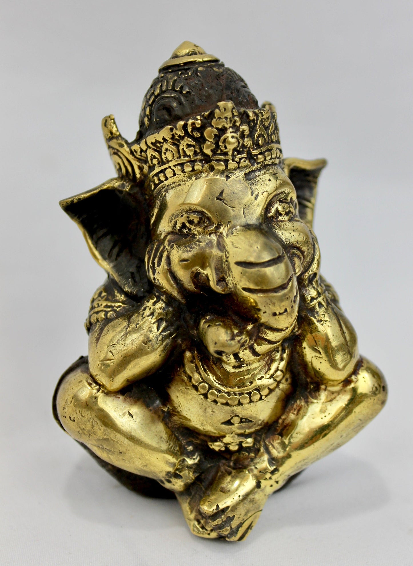 Bronze Ganesha Thinking Bali Art Hand cast 4.5&quot;