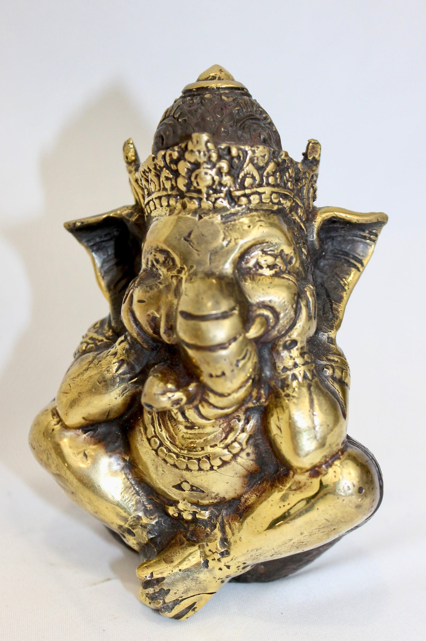 Bronze Ganesha Thinking Bali Art Hand cast 4.5&quot;