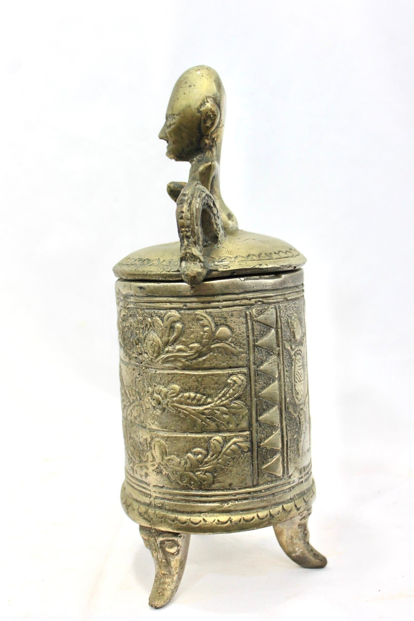 Primitive Betel Nut Lime Container Solid Bronze Sumatra Indonesian 10&quot;