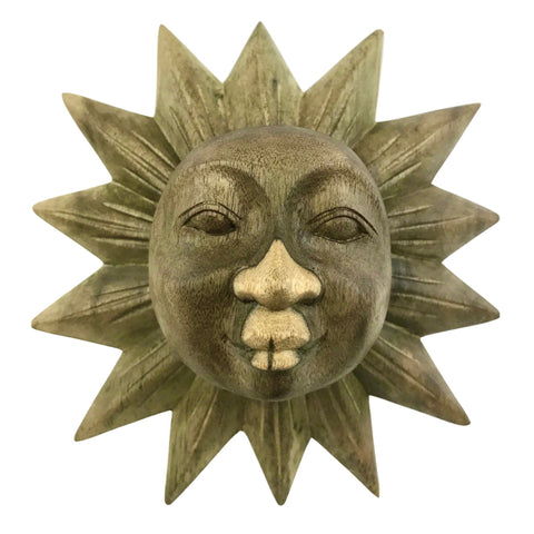 Sunburst Sun Surya Mask Wall art Sculpture Handmade Carved Wood Bali Art