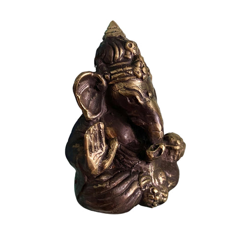 Mudra Blessing Ganapati Ganesha Miniature Statue Bronze Elephant God Bali Art