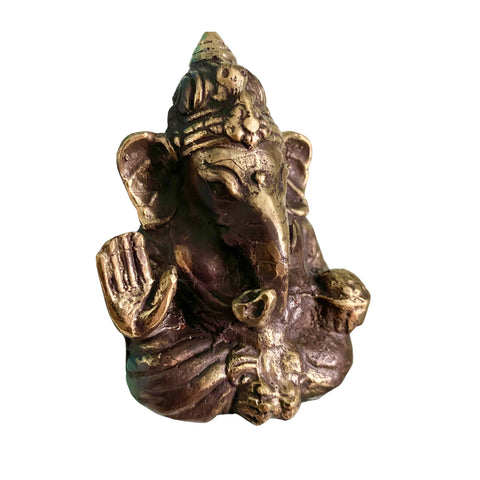 Mudra Blessing Ganapati Ganesha Miniature Statue Bronze Elephant God Bali Art