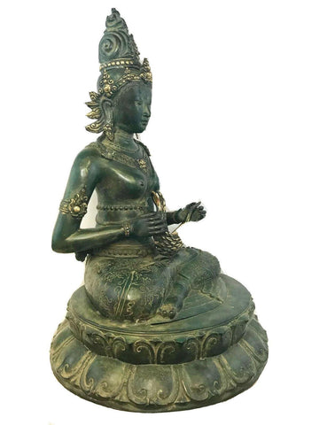 Seated Dewi Sri GODDESS sculpture Bronze Statue Rice Goddess of fertility Lost wax cast Art Balinese Indonesian folk Art