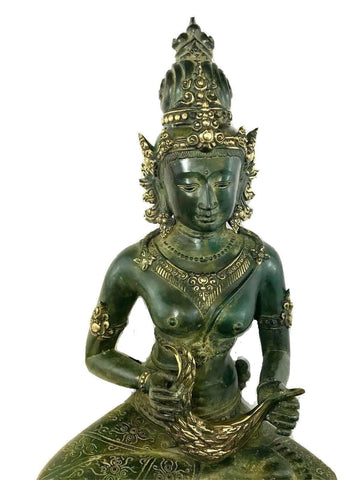 Seated Dewi Sri GODDESS sculpture Bronze Statue Rice Goddess of fertility Lost wax cast Art Balinese Indonesian folk Art