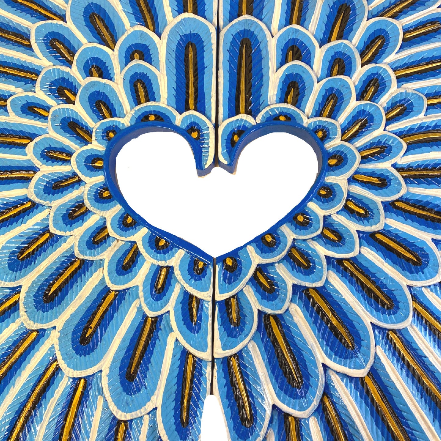 Goddess Angel Wings Wall Art Balinese Dewi Sri Bidadari Sculpture hand Carved Wood Carving Bali Folk Art Boho Decor Blue teal