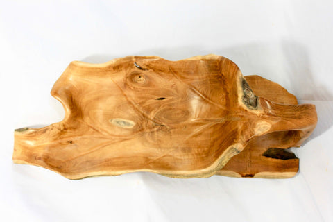 Reclaimed Teak Fruit Bowl Freeform leaf shape hand carved Table top decor repurposed wood