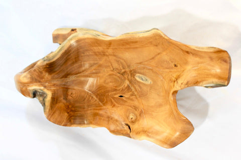 Reclaimed Teak Fruit Bowl Freeform leaf shape hand carved Table top decor repurposed wood