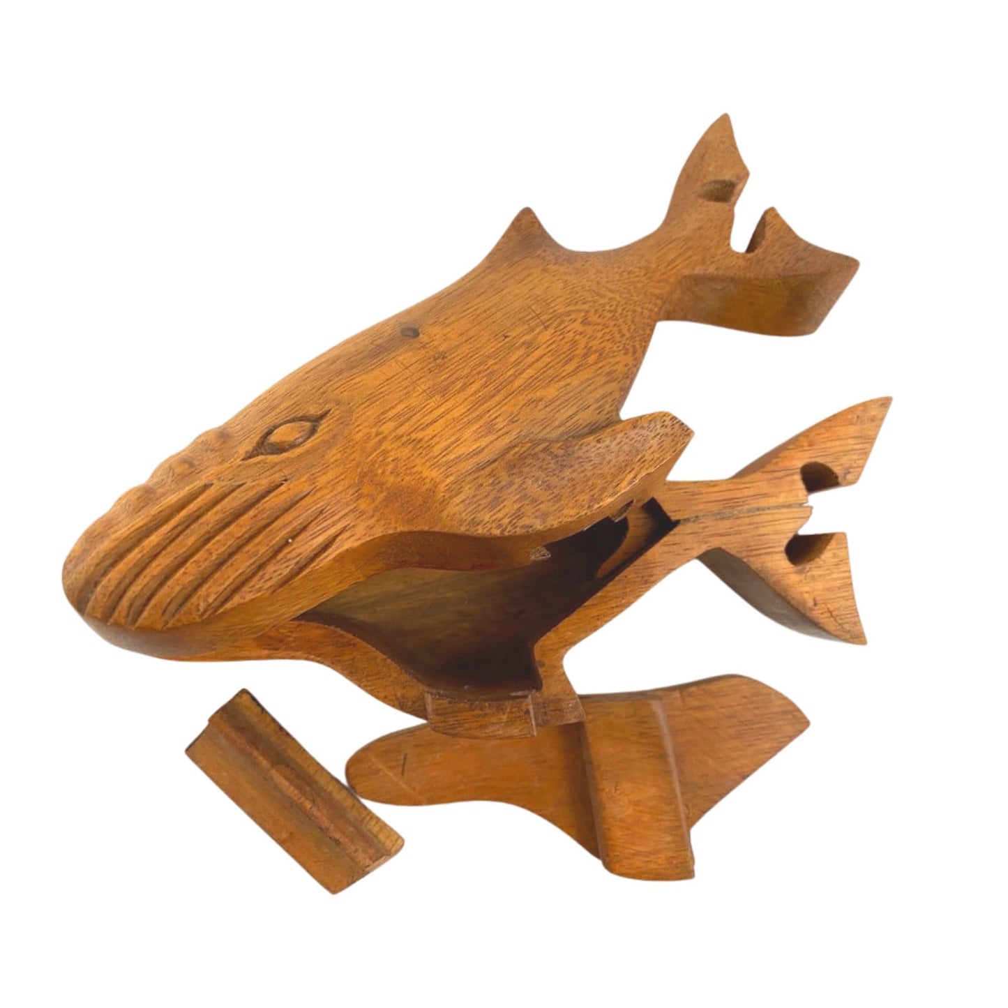 Hand Carved Whale Puzzle Box: Wood Trinket Stash Keepsake Box