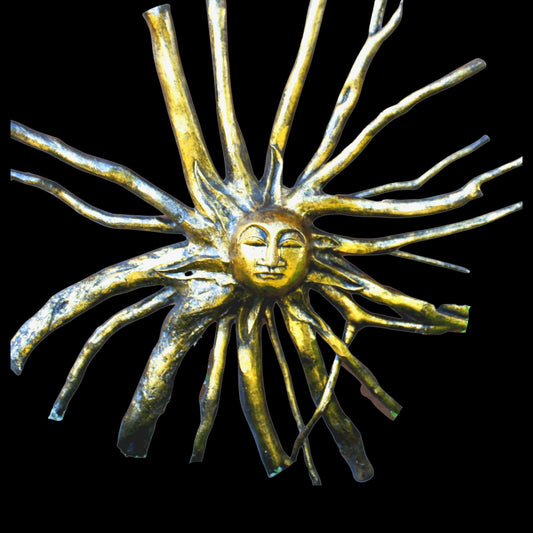 Golden Sun Burst God Surya Tree Root spirit Wall Art Carving