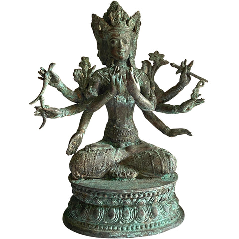 Trimurti Bronze Statue Hindu Trinity Brahma Vishnu Shiva Supreme Divinity Sculpture Lost wax cast Verdigris Patina Balinese Art