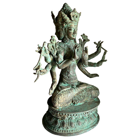 Trimurti Bronze Statue Hindu Trinity Brahma Vishnu Shiva Supreme Divinity Sculpture Lost wax cast Verdigris Patina Balinese Art