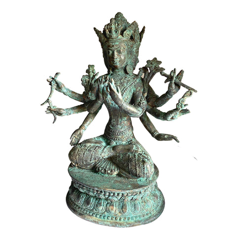 Trimurti Bronze Statue Hindu Trinity Brahma Vishnu Shiva Supreme Divinity Sculpture Lost wax cast Verdigris Patina Balinese Art