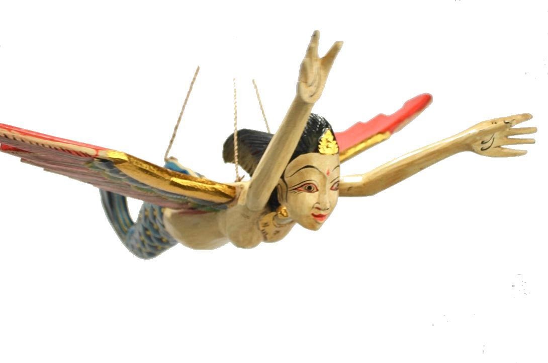 Flying Mermaid Goddess Mobile Demon Chaser Guardian Carved Balinese art Teal