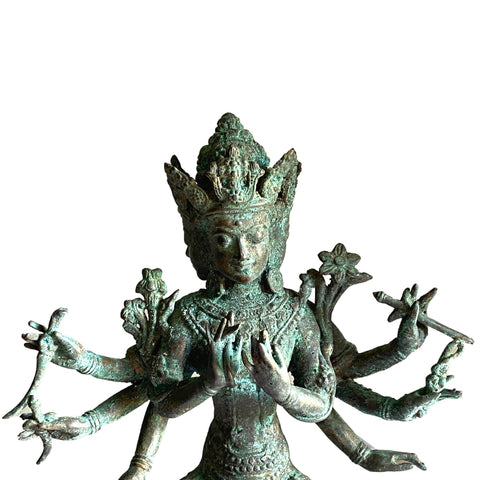 Trimurti Bronze Statue Hindu Trinity Brahma Vishnu Shiva Supreme Divinity Sculpture Lost wax cast Verdigris Patina Balinese Art