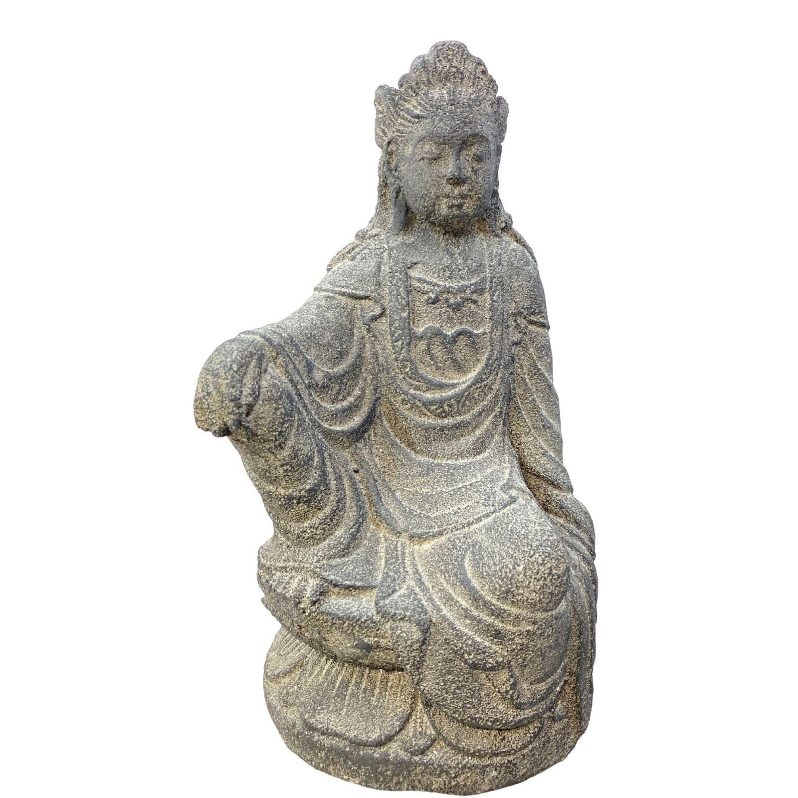 Guanyin Quan yin Kwan Yin Buddhist Goddess Garden Statue Sculpture Bodhisattva Compassion Buddha Goddess Bali art cast lave stone - Acadia World Traders