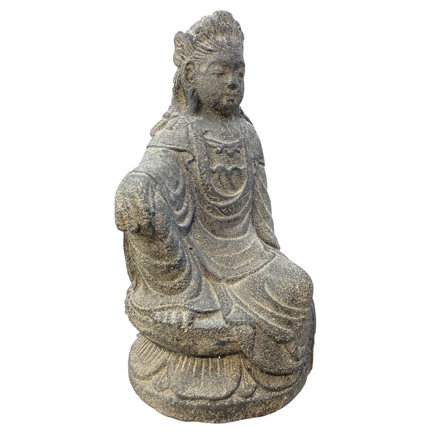 Guanyin Quan yin Kwan Yin Buddhist Goddess Garden Statue Sculpture Bodhisattva Compassion Buddha Goddess Bali art cast lave stone - Acadia World Traders