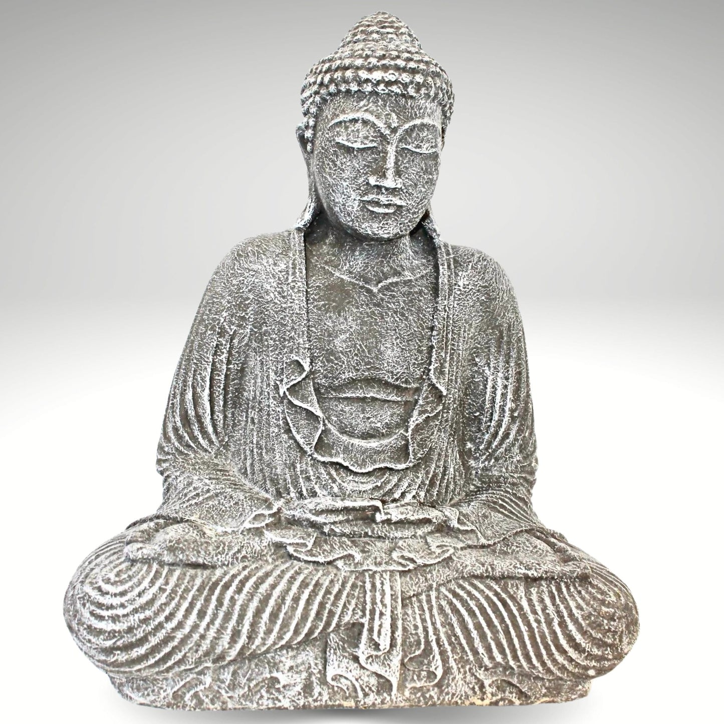 Dhyana Buddha Garden Statue Handmade cast lava stone Bali Yard Art - Acadia World Traders