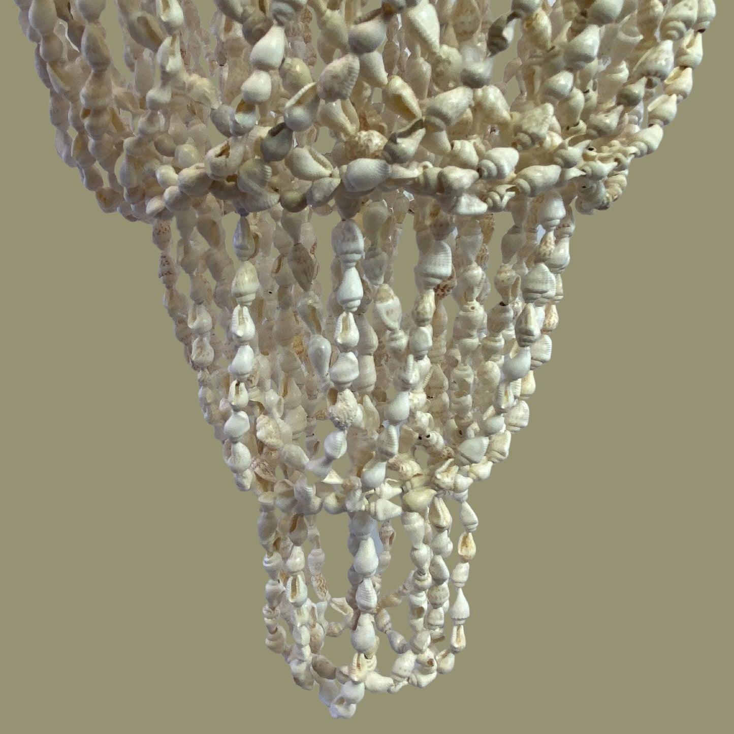 Seashell Chandelier Hanging Accent Lamp: Handmade Nautical, Boho Beach Decor (20")