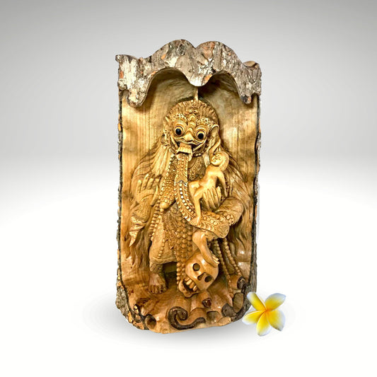 Balinese Rangda The Witch With Skull Statue Demon Queen Kali Goddess Sculpture Hand Carved wood carving Bali Folk Art